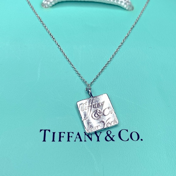Tiffany & Co New York Notes Square Pendant Necklace - Picture 2 of 9